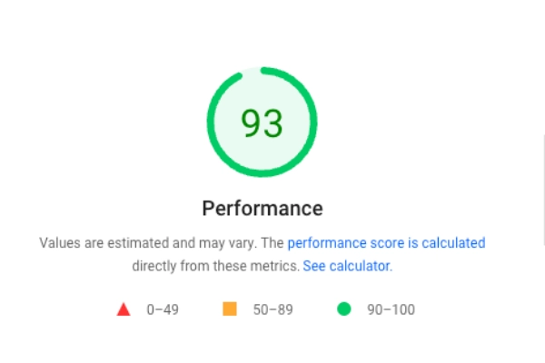 google page speed insights score